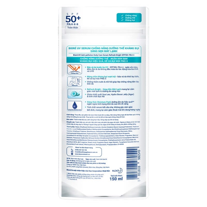 Serum Chống Nắng Body Biore SPF50/PA+++ 150ml/50ml