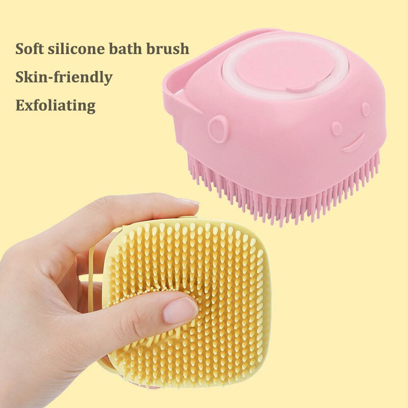 Bàn chải silicon tắm gội massage có ngăn chứa sữa tắm dành cho các bé chó mèo