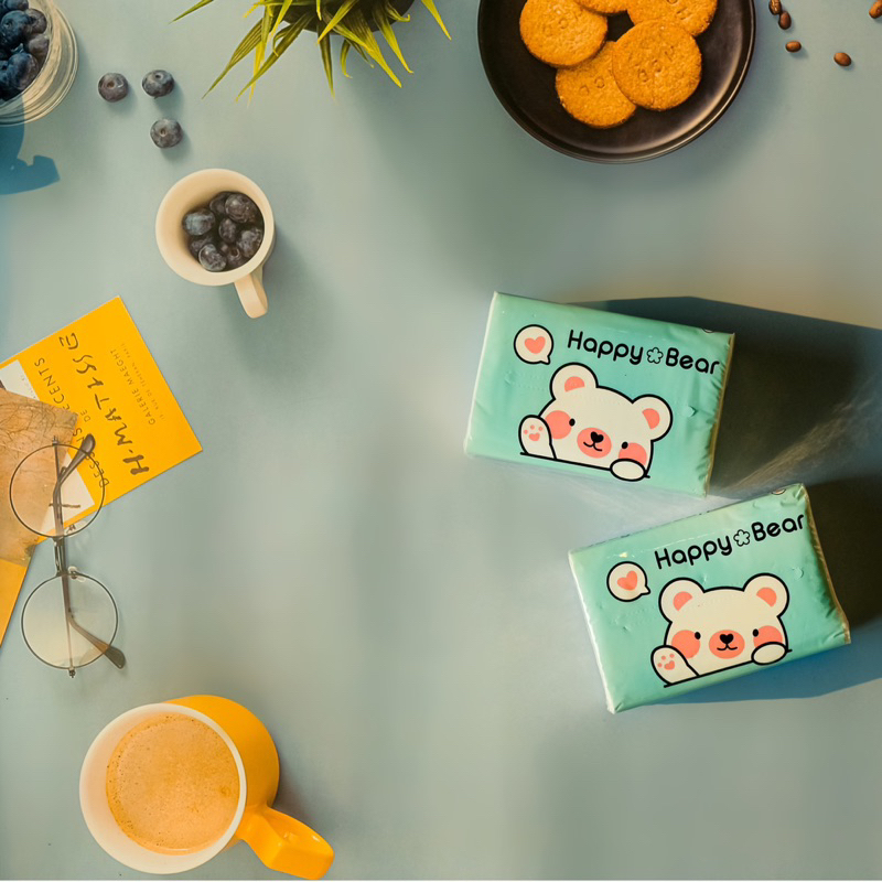 Combo 24 Gói Giấy ăn HAPPY BEAR Chất Dai mềm 3 Lớp