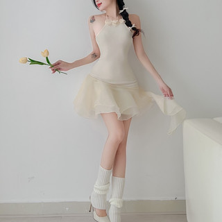 Đầm cổ yếm dáng xoè phối voan Ariel Dress NGOCCLOTHING nữ [FREESHIP] Váy yếm đính hoa xoè tiểu thư, công chúa HOT