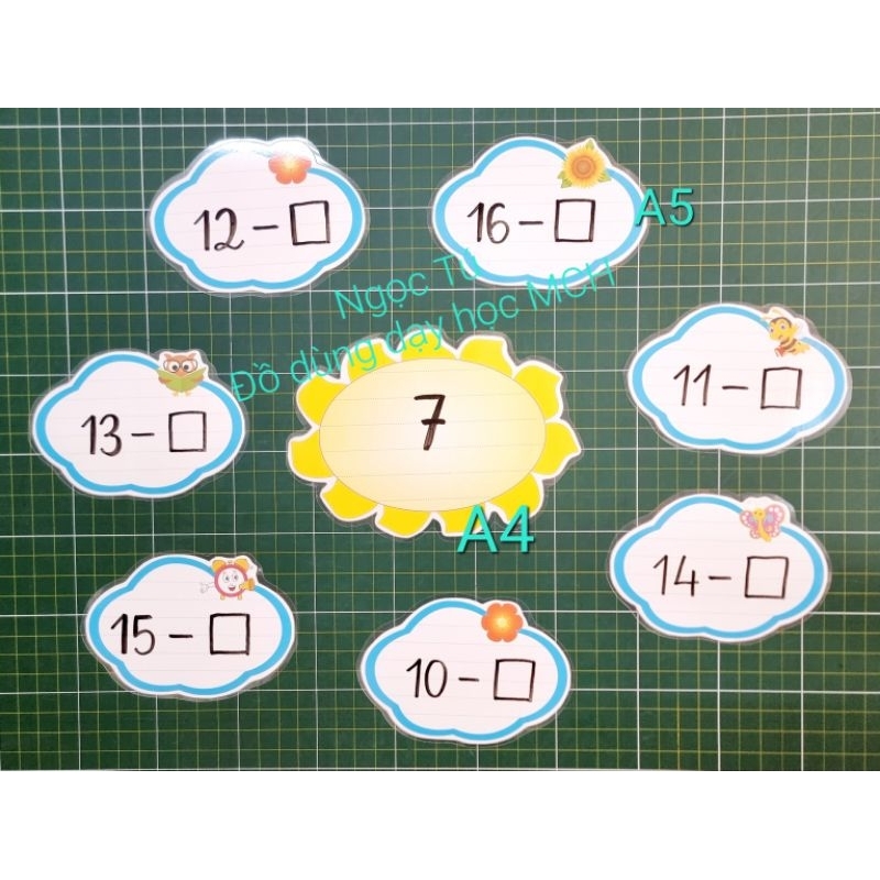 Sét bộ Mây và Mặt trời  In Ép có nam châm lá