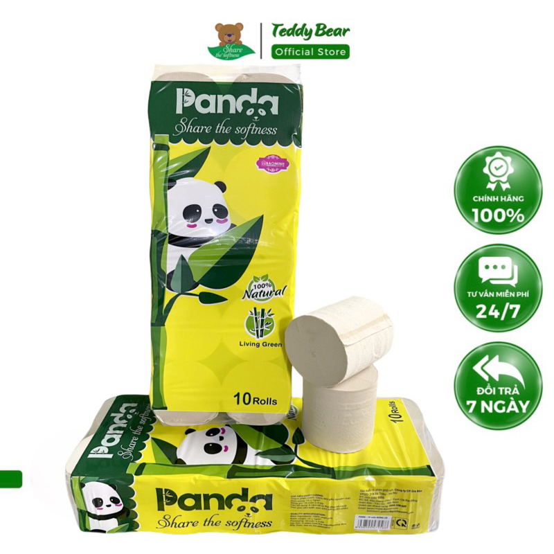 Combo 30 Cuộn Không Lõi Giấy Vệ Sinh TRE PANDA 3 Lớp Chất Liệu Dai Dày Có Hoa Văn Tinh Tế