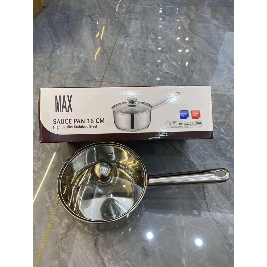 Nồi inox 3 đáy M.ax cỡ 16cm dùng nấu bột kho thịt tiện lợi