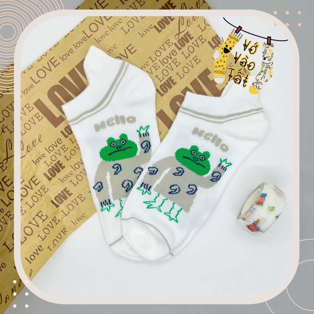 VỚ TẤT CỔ NGẮN NỮ HOẠT HÌNH NGỘ NGHĨNH CHẤT COTTON MỎNG MÙA HÈ