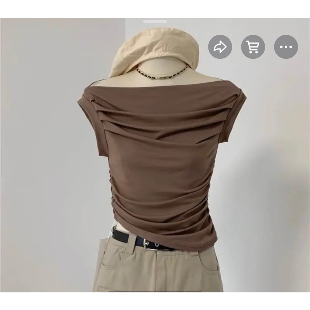 Áo thun tăm hàn xếp li eo, ống tay bo tròn myra 215