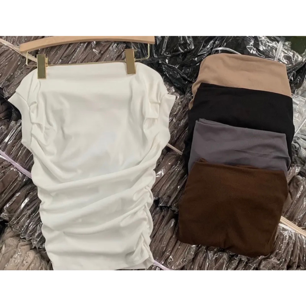 Áo thun tăm hàn xếp li eo, ống tay bo tròn myra 215