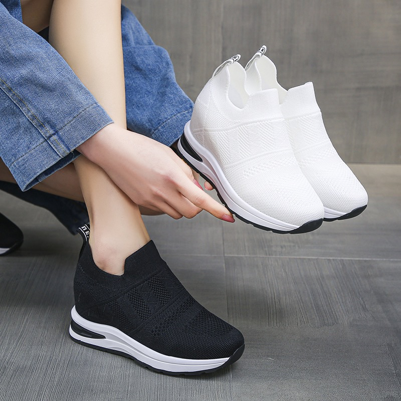 (ODER) Giày thể thao độn đế 7,5cm dáng lười nhẹ và êm chân (Sz35-40)