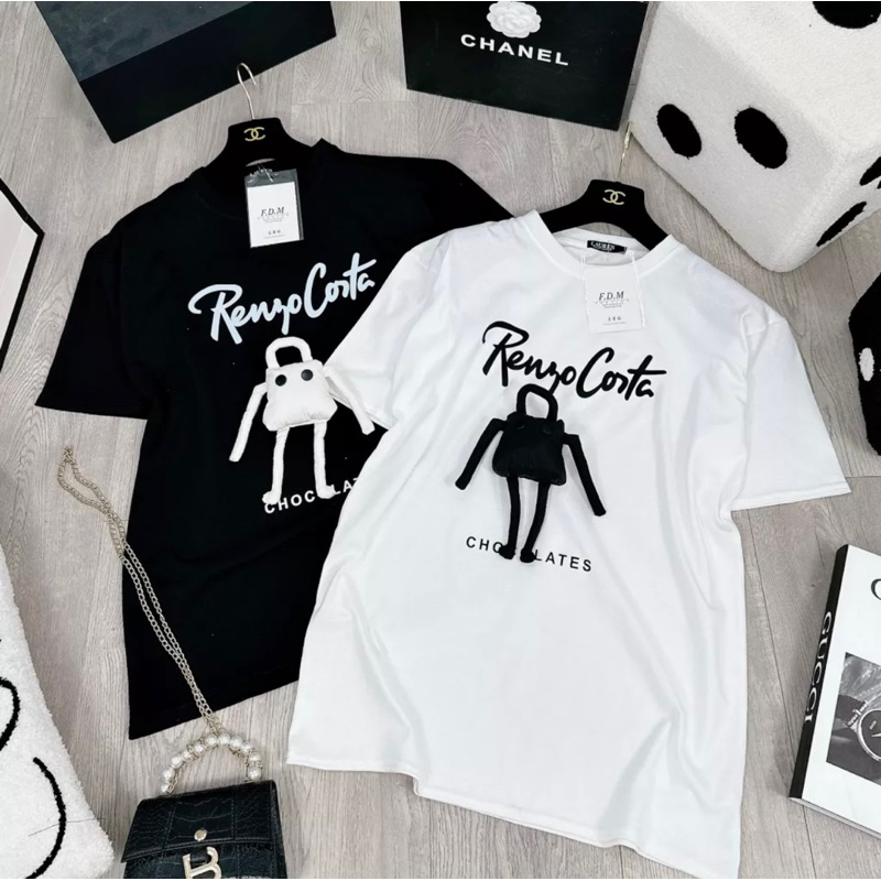 Áo phông TUDIOCHAN đính gấu bông xanh to siêu hot hàng loại đ