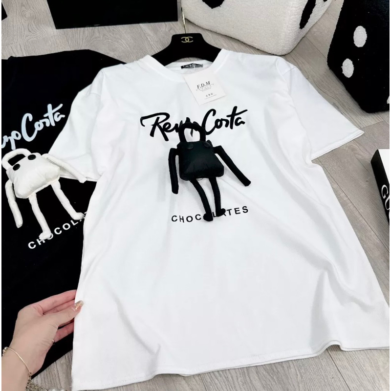 Áo phông TUDIOCHAN đính gấu bông xanh to siêu hot hàng loại đ