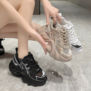Giày thể thao thời trang độn đế 7cm phối lưới thoáng khí