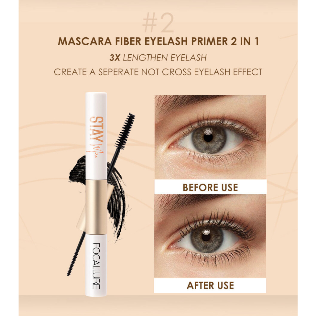 Mascara kiêm bút kẻ mắt/ dung dịch lót mi FOCALLURE 2 trong 1 chống thấm nước lâu trôi dành cho trang điểm 28g - FA160