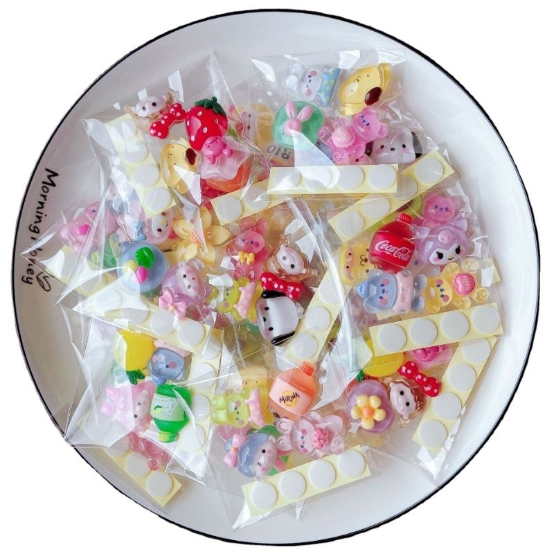 Set sticker 3D, charm 3D  kèm keo silicon trang trí sổ tay điện thoại, bình nước, dễ thương cute, sticker dán