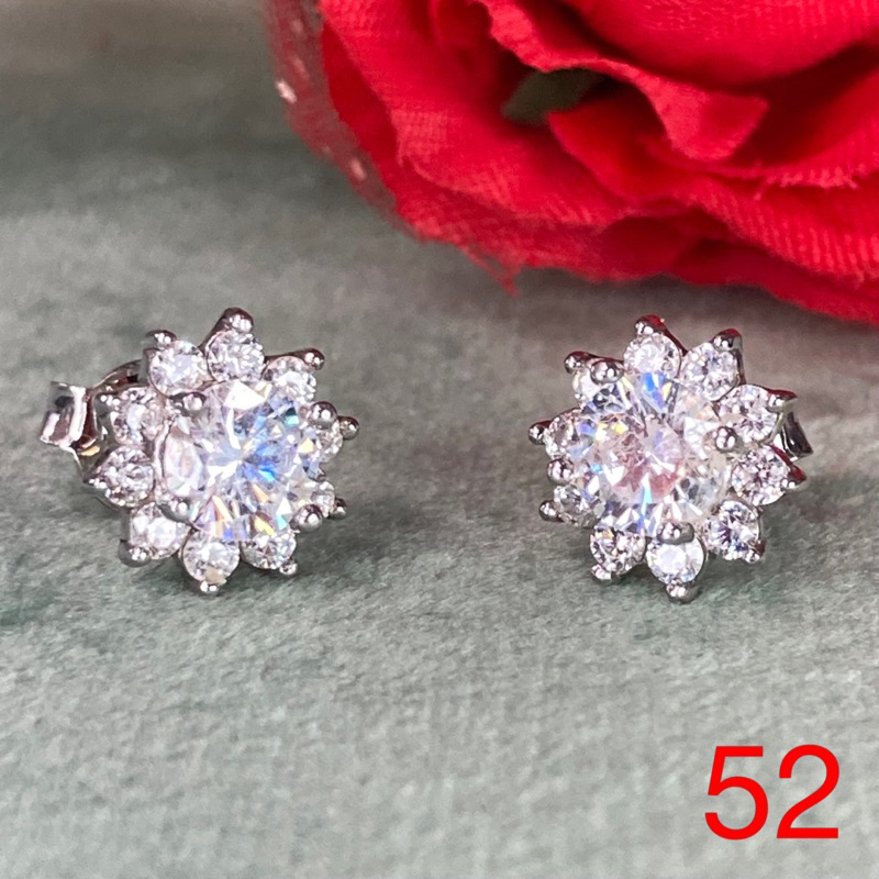 Bông tai bạc số 53, đá 5 mm, bạc ý xi kim