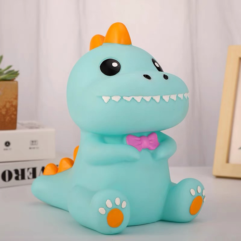 Tượng tô màu KHỦNG LONG XANH thạch cao size lớn 18-24cm