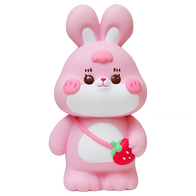 Tượng tô màu THỎ DÂU thạch cao size lớn 18-24cm