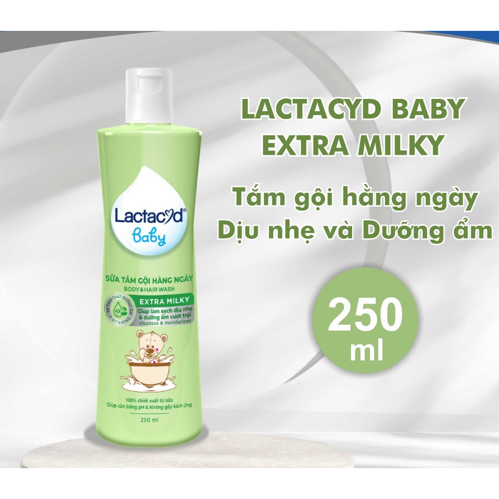 (HÀNG CHẤT) Sữa tắm cho bé chai to 250ml, Sữa tắm nước hoa Lactacyd Milky - Bảo vệ, nuôi dưỡng da và tóc bé