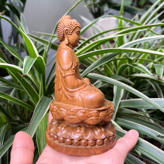 Tượng phật a di đà bằng gỗ bách thơm (tặng miếng dán taplo)