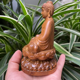 Tượng phật a di đà bằng gỗ bách thơm (tặng miếng dán taplo)
