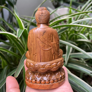 Tượng phật a di đà bằng gỗ bách thơm (tặng miếng dán taplo)