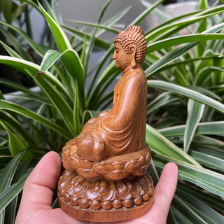 Tượng phật a di đà bằng gỗ bách thơm (tặng miếng dán taplo)