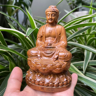 Tượng phật a di đà bằng gỗ bách thơm (tặng miếng dán taplo)
