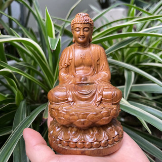 Tượng phật a di đà bằng gỗ bách thơm (tặng miếng dán taplo)