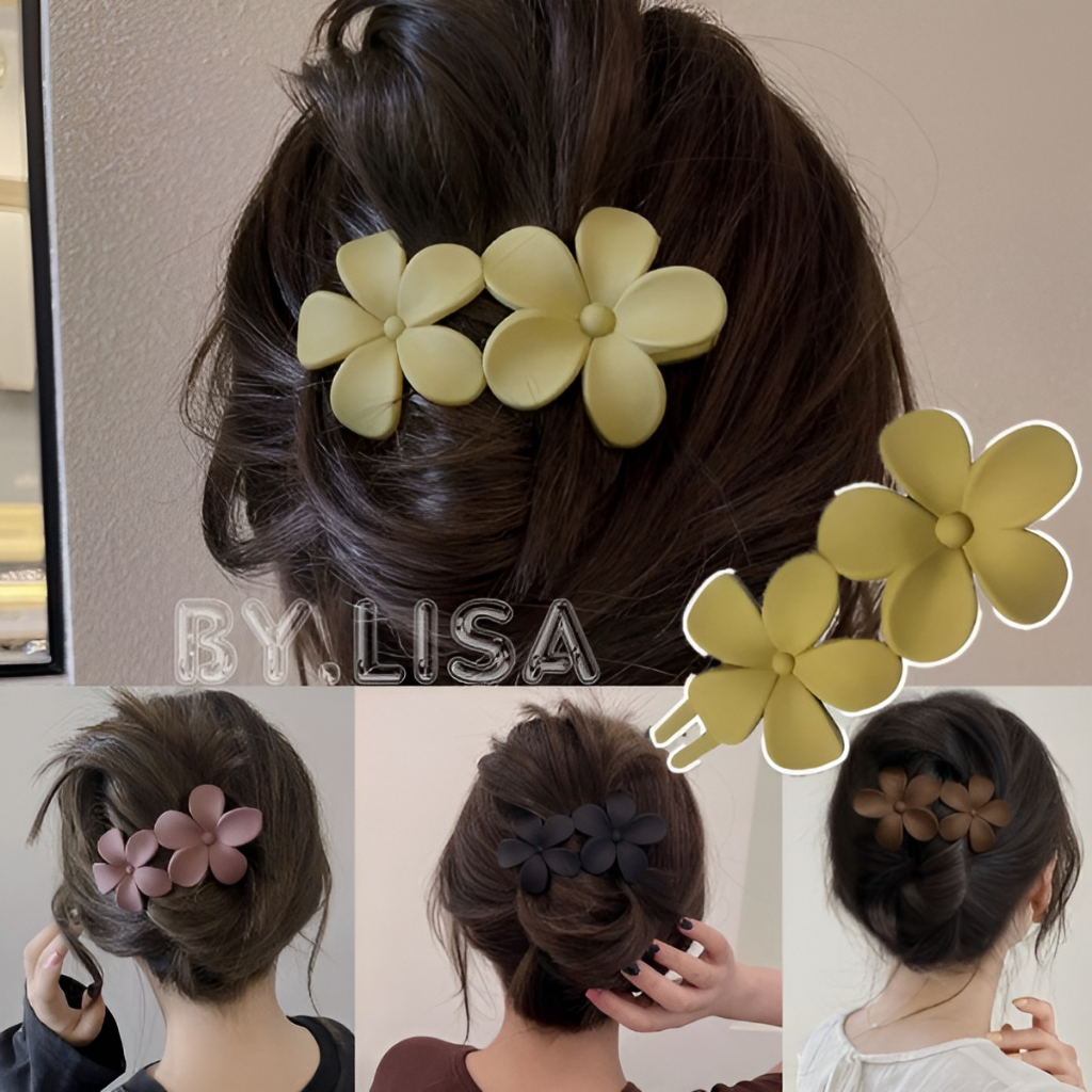 Kẹp tóc bông hoa Trâm cài tóc kẹp tóc càng cua phối lông phong cách Hàn Quốc hot trend by.Lisa