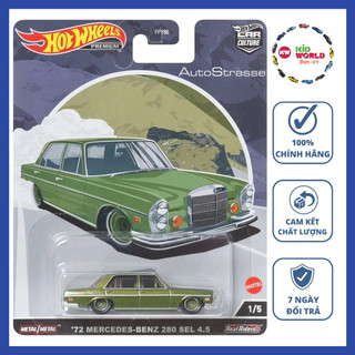Xe mô hình Hot Wheels Premium Auto Strasse Series '72 Mercedes-Benz 280 SEL 4.5 HCK18, bánh cao su.