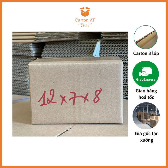 Hộp carton 12x7x8 hộp shipcod – thùng carton đóng gói – hộp carton đóng hàng Carton AT