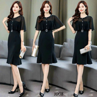 Đầm body trung niên đuôi cá tay lỡ thắt eo sang trọng