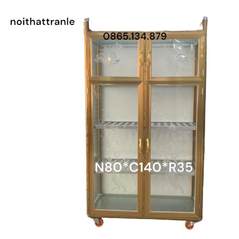 tủ chén nhôm kính TỦ ĐẸP,GIÁ KHO kích thước:N80xC140xR35