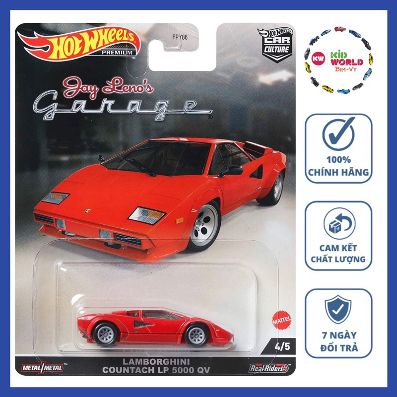 Xe mô hình Hot Wheels Premium Jay Leno's Garage Series Lamborghini Countach LP 5000 QV HCK09, bánh c