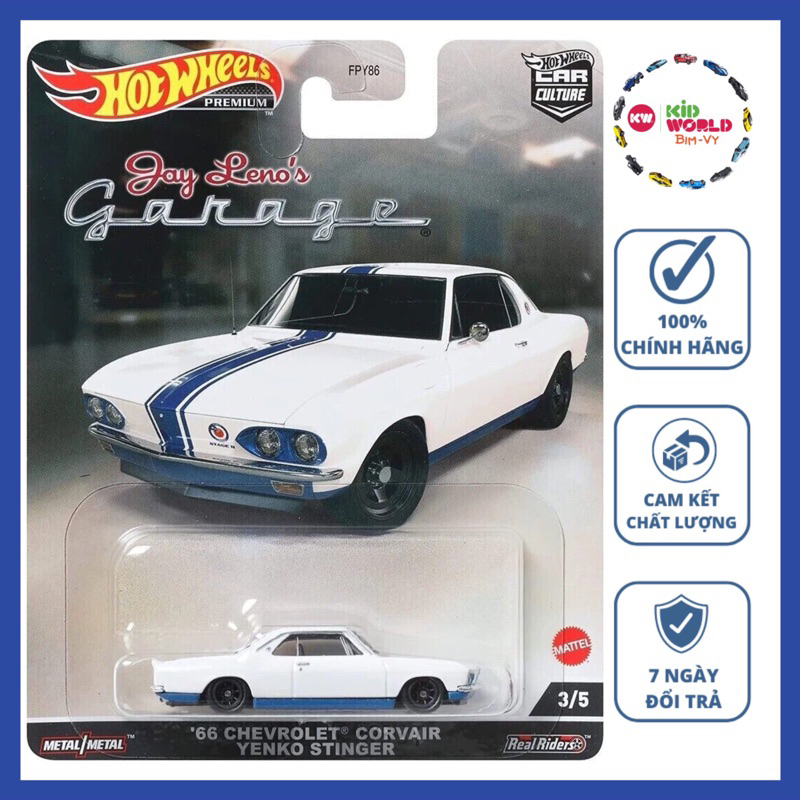 Xe mô hình Hot Wheels Premium Jay Leno's Garage Series '66 Chevrolet Corvair Yenko Stinger HCJ84, bá