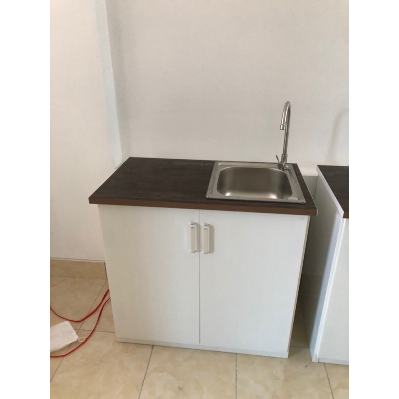 Tủ bếp Mini giá rẻ nhựa Đài Loan mặt nhựa chinhuei cao 80 ngang 84cm mặt 50cm, có bồn rửa