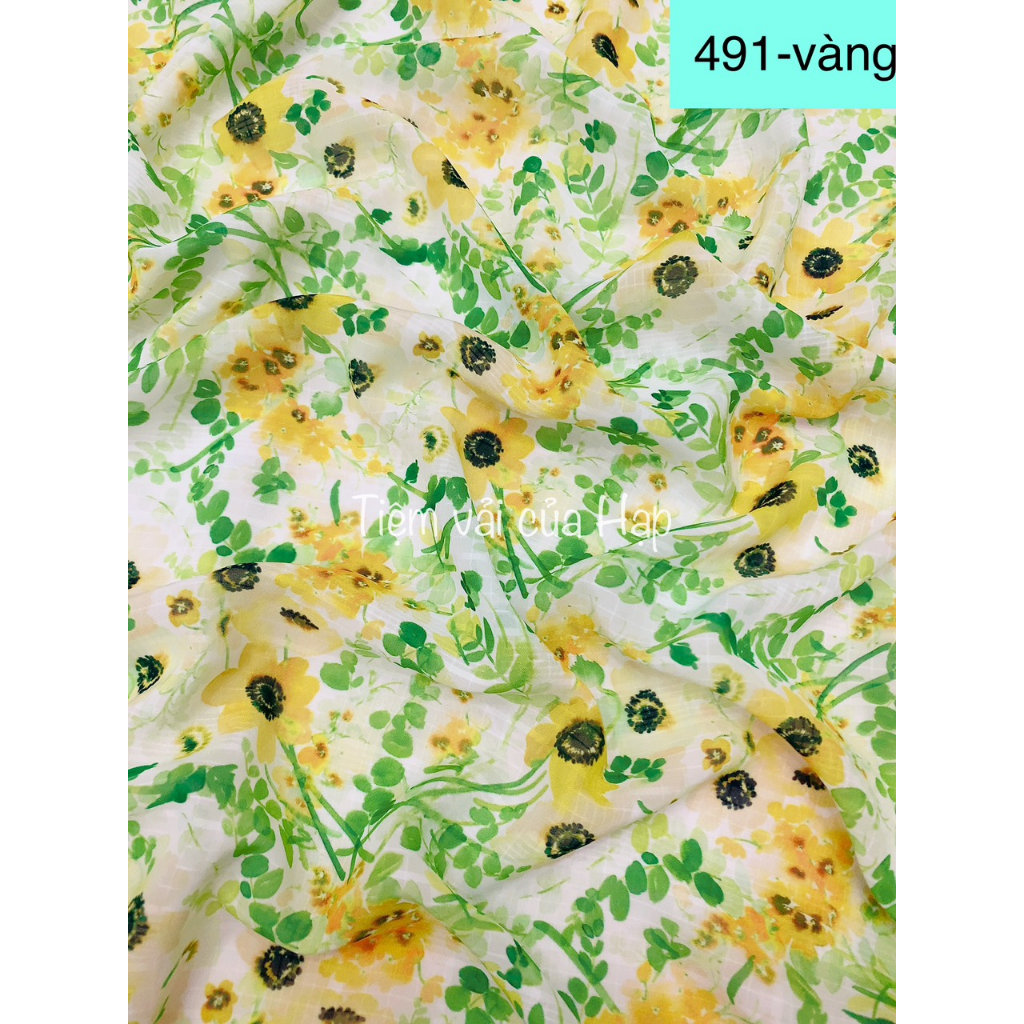 Mã 491 Vàng, Voan sọc cao cấp, Vải may áo dài, váy, sơ mi, tiệm vải của Hạp