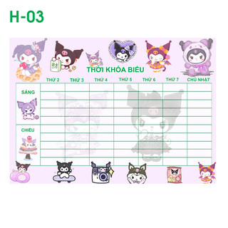 Thời Khoá biểu Kuromi (các mẫu khác nhau)