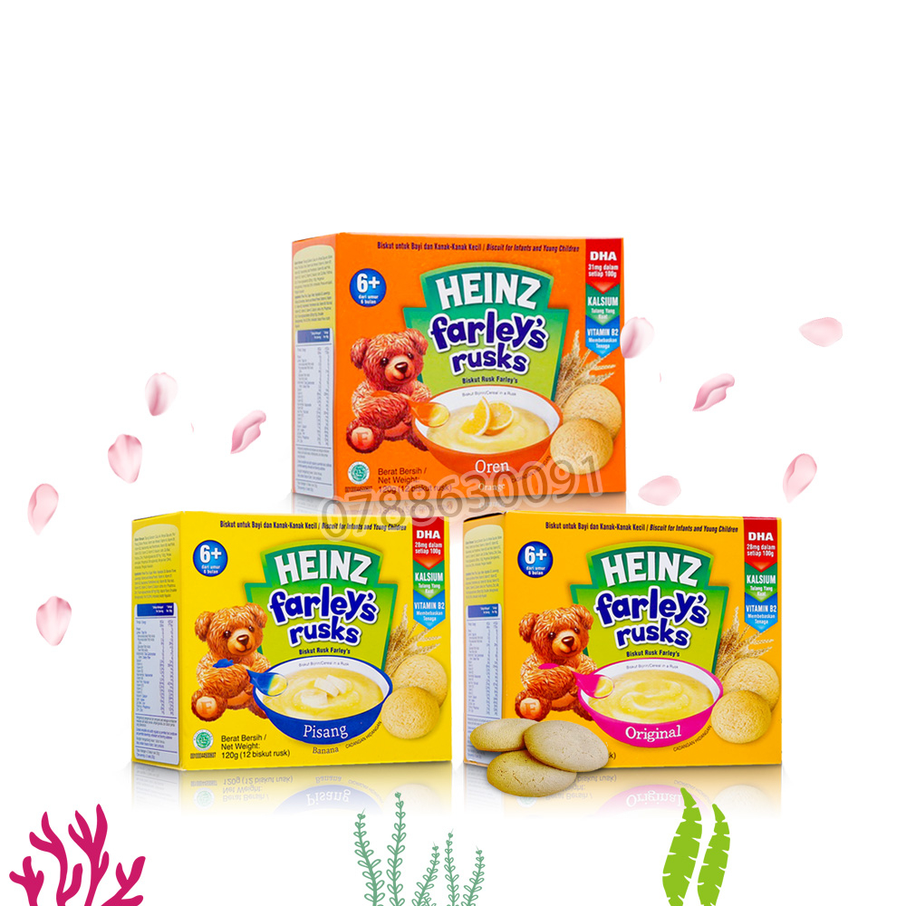 Bánh quy ăn dặm Heinz Farley's Rusks cho bé 6m+ 120g (12 chiếc)