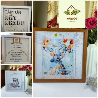 Khung tranh khung ảnh vuông 20x20, 30x30 cm, khung treo tường mặt mica nhiều màu.