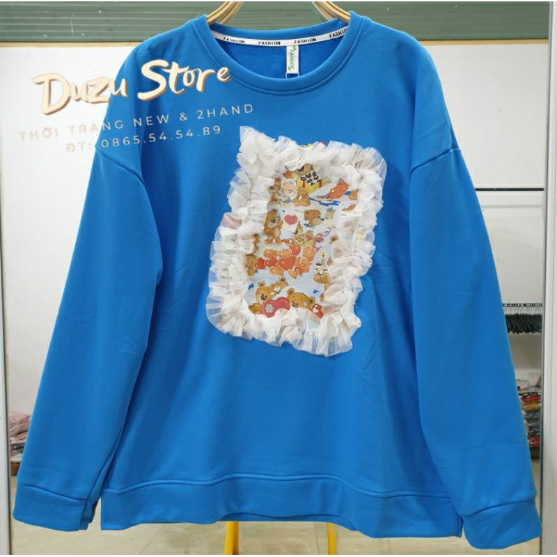 Áo nỉ Sweater họa tiết 3D đính chân nổi