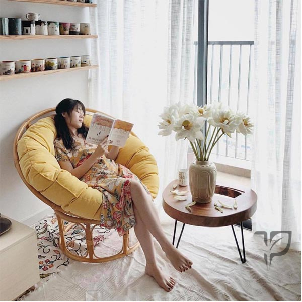Ghế mây papasan cao cấp 1m2, ghế mây thư giãn trang trí phòng khách, ban công