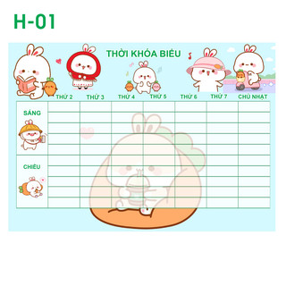 Thời Khoá biểu Thỏ Xinh cute - Thỏ 7 màu