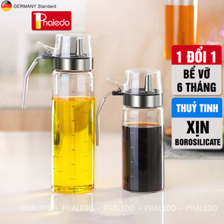 Bình đựng dầu ăn thuỷ tinh borosilicate có vòi & tay cầm inox 304, nắp đậy kín nhựa ABS đựng gia vị đa năng Phaledo