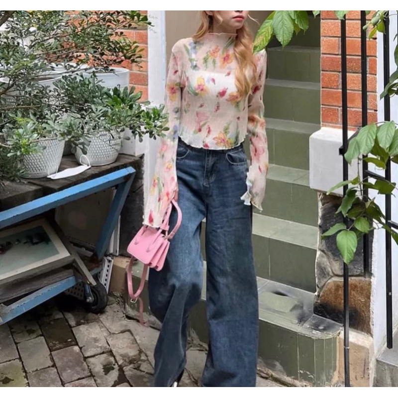 ÁO VOAN HOA TAY DÀI DÁNG LOE