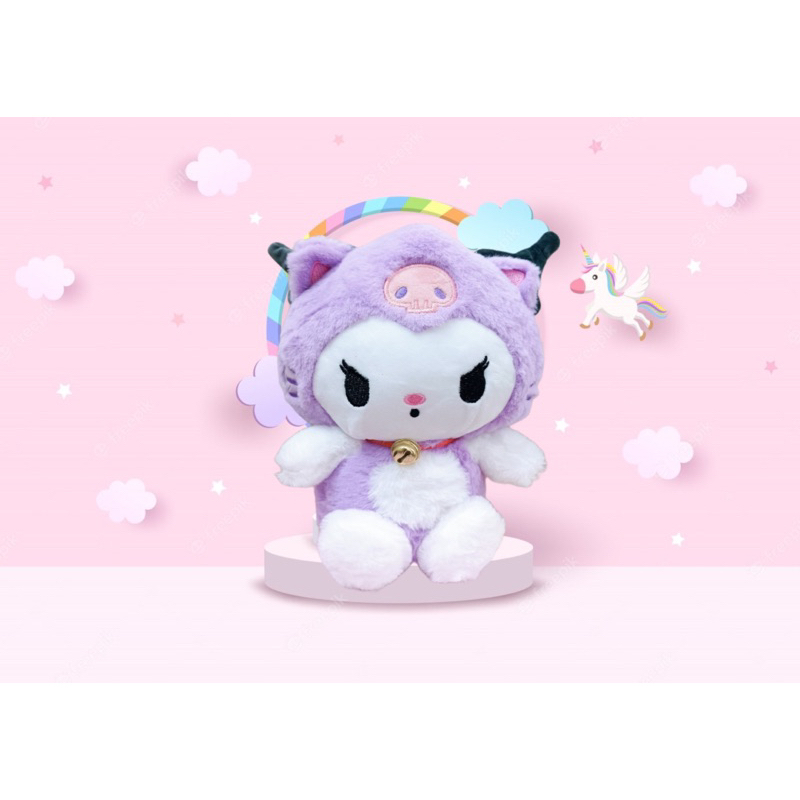 Gấu bông Kuromi Melody Sanrio, gấu bông nhỏ mini kích thước 24cm, gấu bông mèo kitty