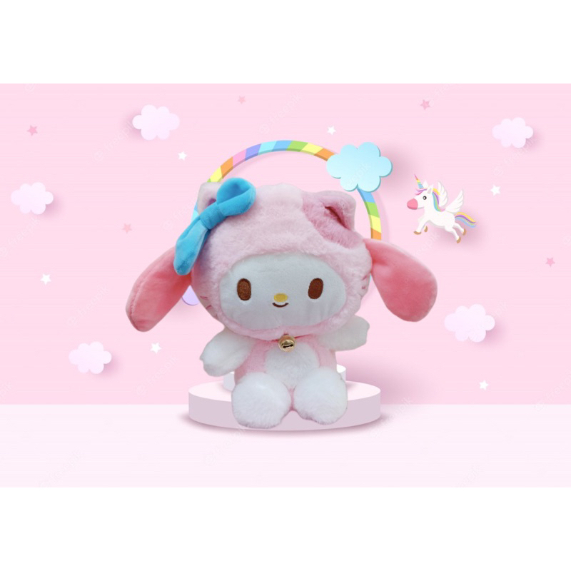 Gấu bông Kuromi Melody Sanrio, gấu bông nhỏ mini kích thước 24cm, gấu bông mèo kitty