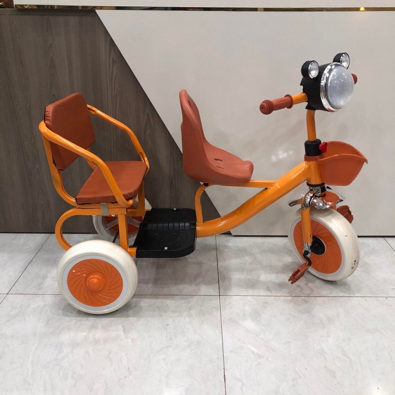 Xe đạp xích lô 3 bánh 2 chỗ ngồi to rộng có đệm lót, Xe đạp 3 bánh, Xe đạp đôi ba bánh cho bé.