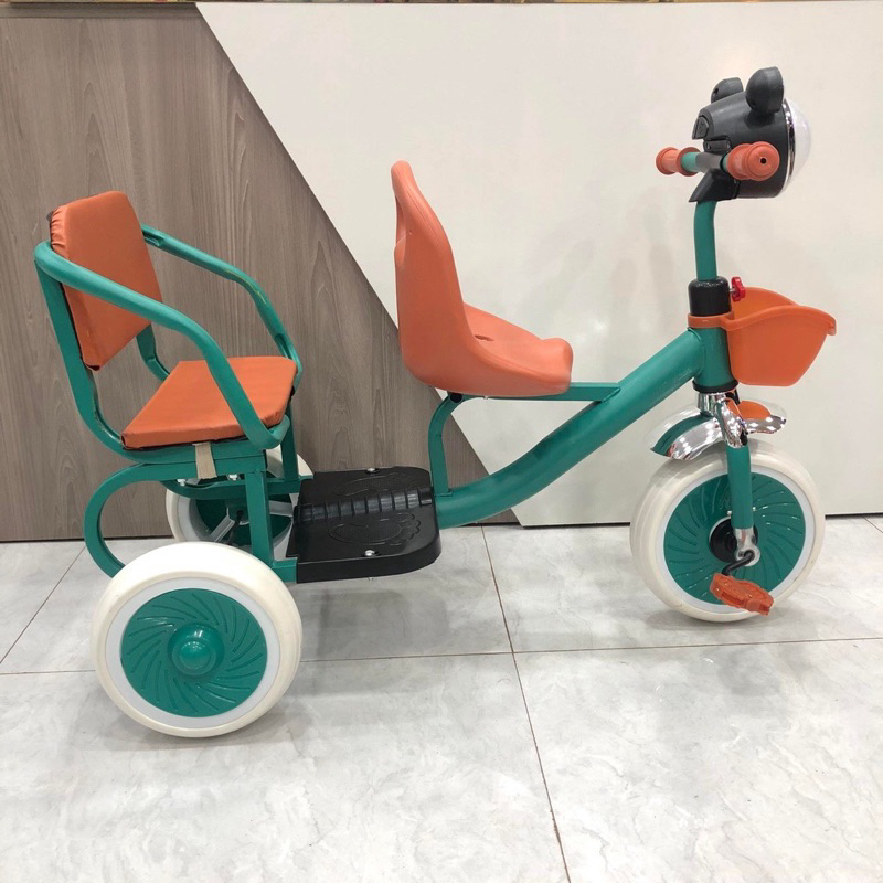 Xe đạp xích lô 3 bánh 2 chỗ ngồi to rộng có đệm lót, Xe đạp 3 bánh, Xe đạp đôi ba bánh cho bé.