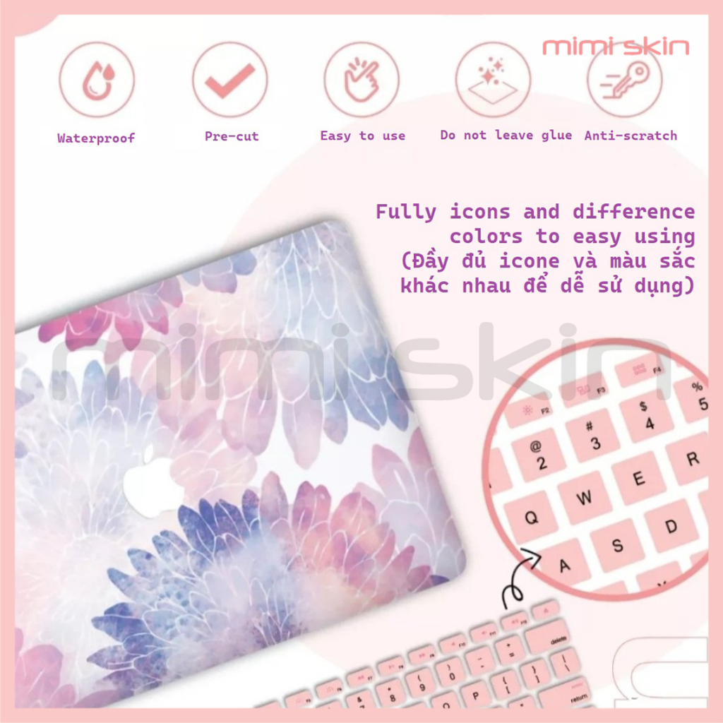 Dán bảo vệ laptop PET dễ thương được cắt sẵn dành riêng cho từng loại laptop hiệu MIMISKIN