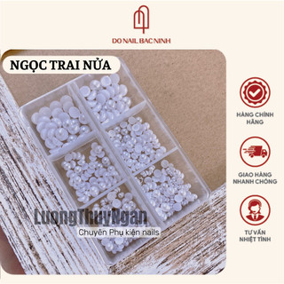 Set ngọc trai gắn móng mix size, trai nửa gắn móng nail khay 6 và khay 12 cao cấp