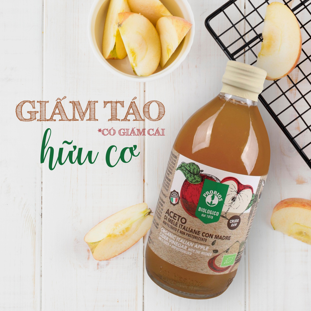 Giấm Táo Hữu Cơ Có Giấm Cái 500ml ProBios Organic
